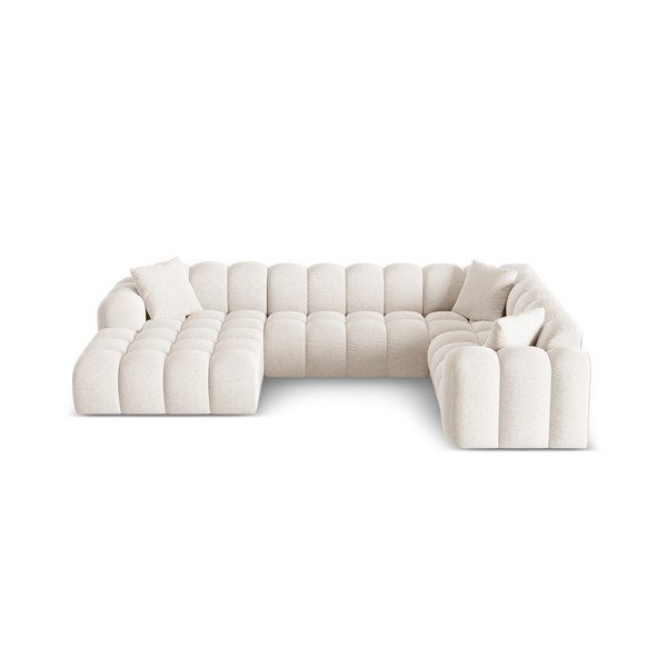 Colțar crem cu tapițerie din chenille (cu colț pe partea dreaptă/în formă de "U") Treno – Cosmopolitan Design