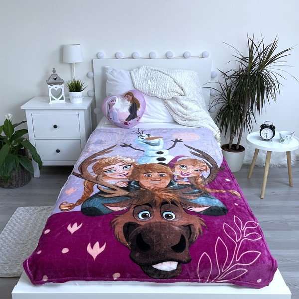 Pătură pentru copii mov din micropluș 100x150 cm Frozen Family – Jerry Fabrics-image-2