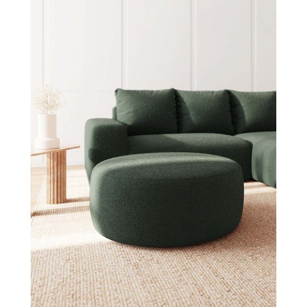 Taburet verde cu tapițerie din stofă bouclé Feiro – MESONICA-image-2