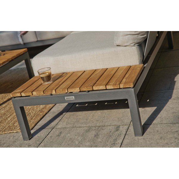 Set mobilier de grădină negru/bej lemn masiv de tec pentru 4 pers. Villa – Exotan-image-1