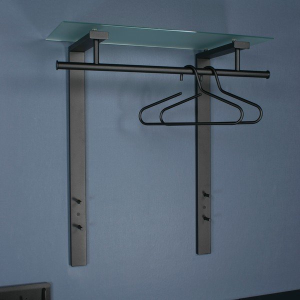 Cuier de perete negru cu raft din metal 80 cm Dutch – Spinder Design-image-4