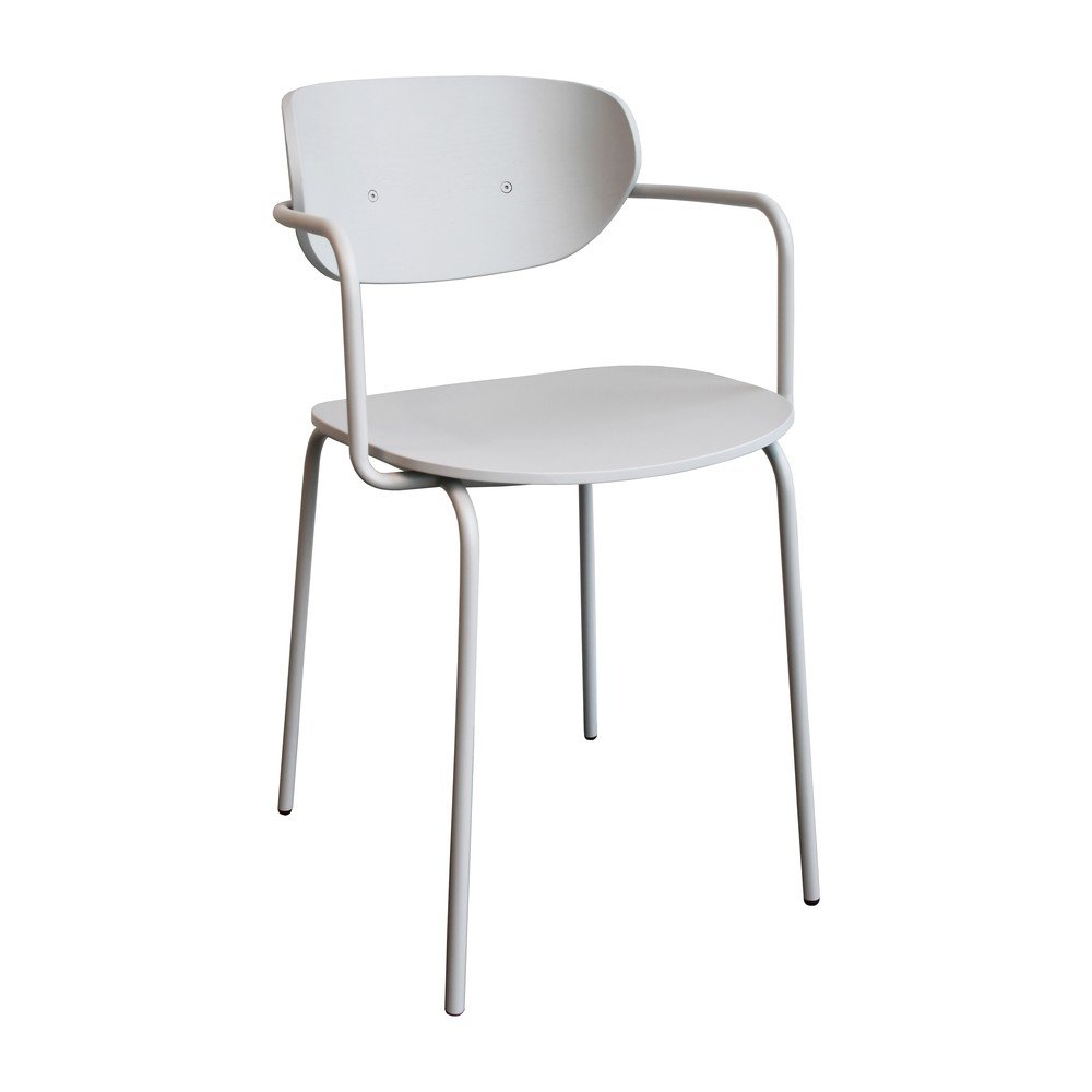 Scaun de dining gri deschis cu cotiere/stivuibil din metal Arch – Hübsch