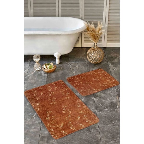 Covorașe de baie maro 2 buc. din catifea 60x100 cm – Mila Home-image-2