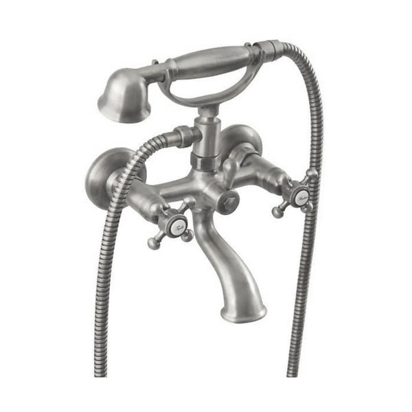 Baterie argintiu-mat  pentru cadă cu montare pe perete (2 ieșiri) Antea – Sapho