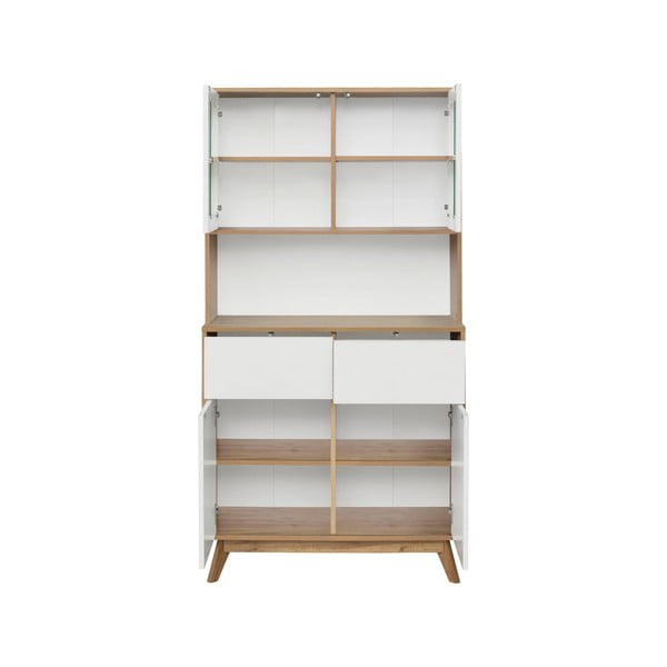 Vitrină albă/în culoare naturală cu aspect de lemn de stejar 84x165 cm Skandi – Støraa-image-2