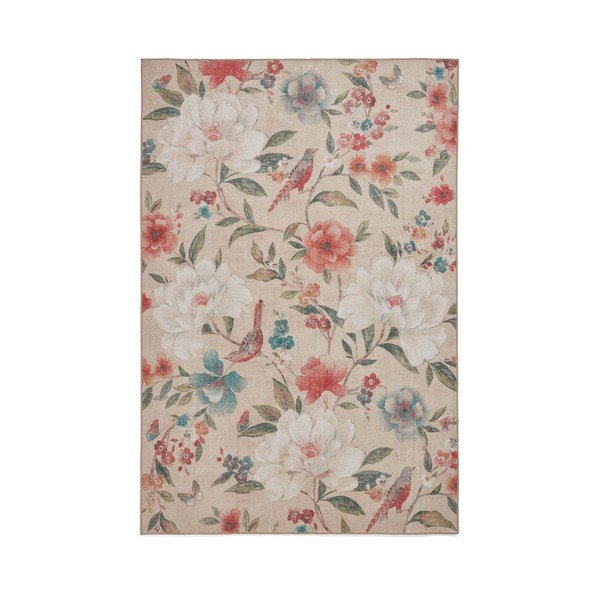 Covor bej lavabil 122x170 cm Pipa Floral – Catherine Lansfield