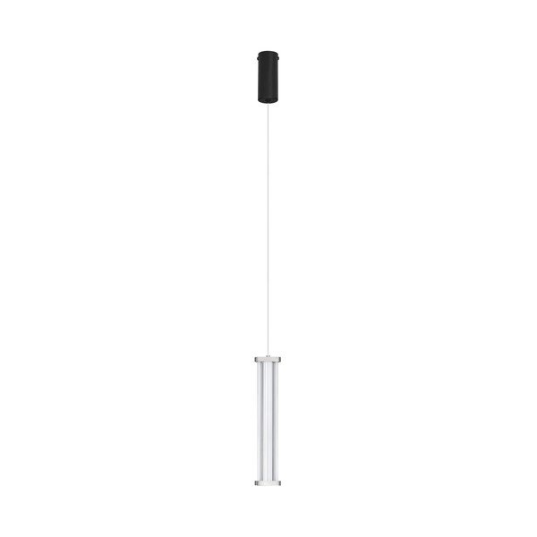 Lustră negru-mat/argintiu-mat LED cu intensitate reglabilă din metal cu abajur din sticlă acrilică ø 6 cm Pheme – Nova Luce