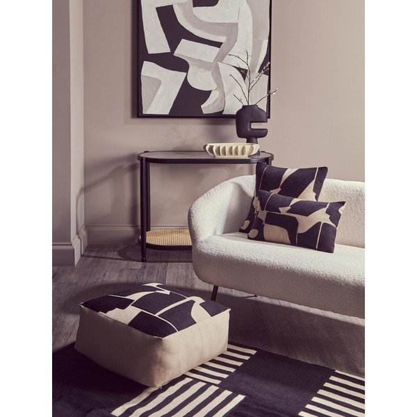 Masă consolă neagră/în culoare naturală cu blat din sticlă 49x100 cm Cebu – Premier Housewares-image-2