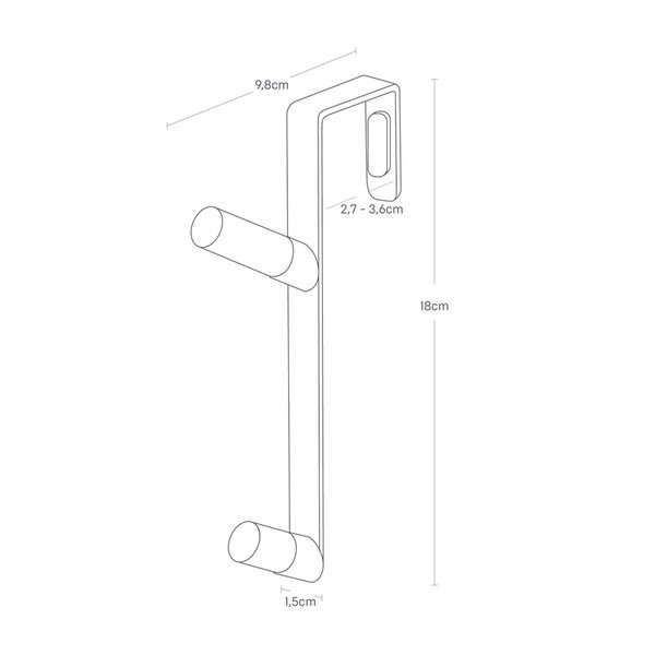 Cuier de ușă negru-natural din metal 1,5 cm Tower – YAMAZAKI-image-4