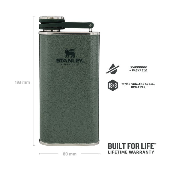 Sticlă de buzunar verde din oțel inoxidabil 230 ml Easy-Fill Wide Mouth Flask Hammer Tone Green – Stanley-image-4