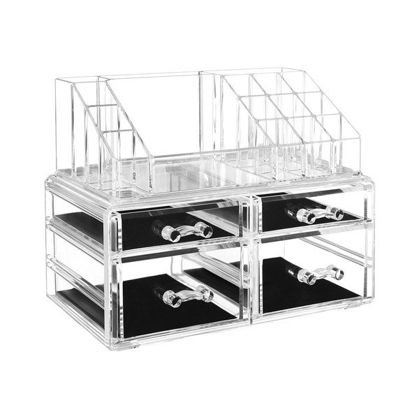 Organizator acrilic cu 4 sertare pentru bijuterii și cosmetice Songmics, transparent-image-2