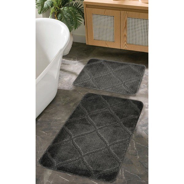 Covorașe de baie gri-antracit 2 buc. 50x80 cm Cizgili – Foutastic-image-1