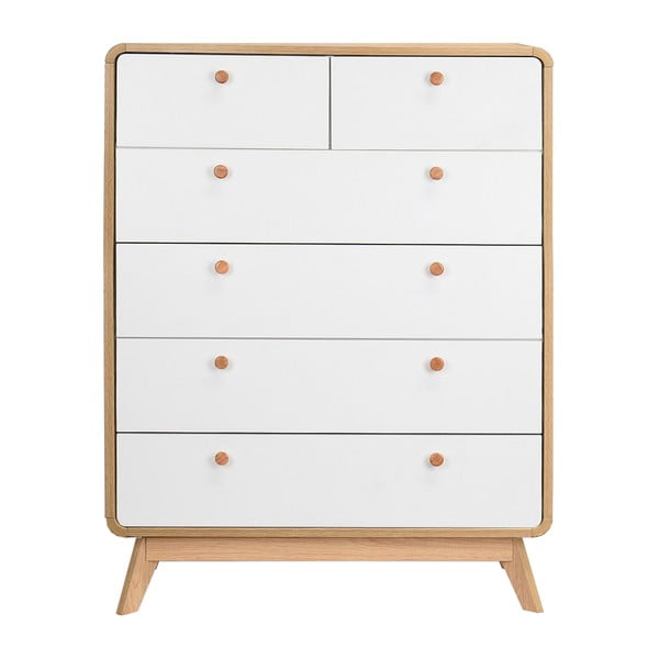 Comodă albă/în culoare naturală înaltă cu aspect de lemn de stejar 81x104 cm Caitlin – Støraa-image-3