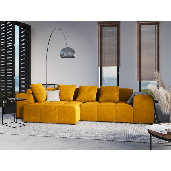 Pernă pentru canapea modulară galbenă cu tapițerie din catifea Rome Velvet - Cosmopolitan Design-image-4