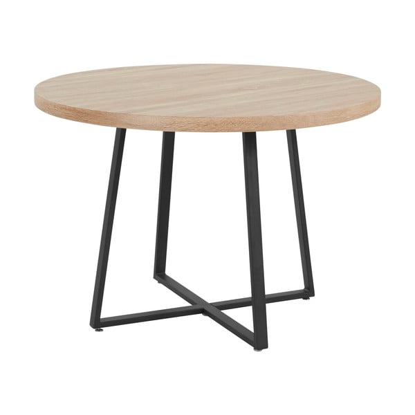 Masă de dining în culoare naturală rotundă cu blat cu aspect de lemn de stejar ø 110 cm Anja – Støraa