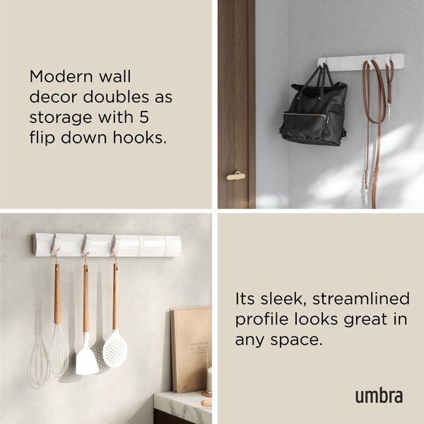 Cuier de perete alb mat din lemn de pin 51 cm Flip – Umbra-image-4