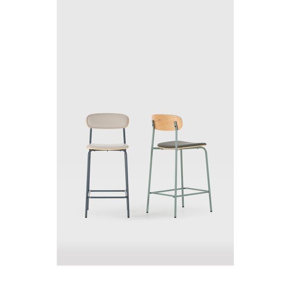 Scaune de bar verde-închis 2 buc. tapițate (înălțime șezut 65,5 cm) Saula – Marckeric-image-1