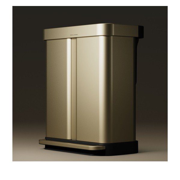 Coș de gunoi auriu mat pentru reciclare/cu pedală 34+24 l din oțel – simplehuman-image-2
