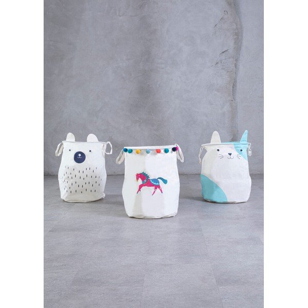 Coș de jucării pentru copii alb din material textil ø 40x48 cm Mimo Cat Face – Premier Housewares-image-2