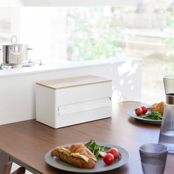 Suport orizontal pentru prosoape de bucătărie din hârtie alb din metal Rin – YAMAZAKI-image-1