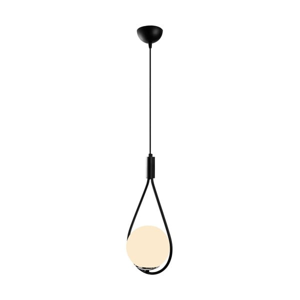 Lustră neagră-albă cu abajur din sticlă Mudoni – Opviq lights-image-2