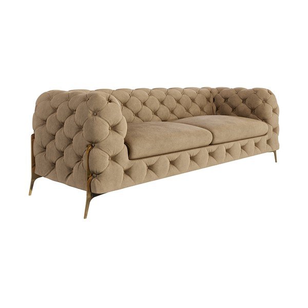 Canapea maro deschis cu tapițerie din catifea 225 cm Chelsea Bis – Ropez-image-1