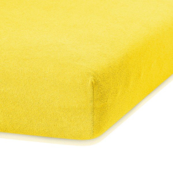Cearceaf elastic AmeliaHome Ruby, 200 x 120-140 cm, galben închis