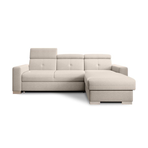 Colțar bej extensibil/cu spațiu de depozitare (cu colț pe partea dreaptă/cu șezlong) Fresia – ELTAP