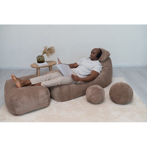 Fotoliu bean bag verde cu tapițerie din catifea reiată Snug 130 – SLOWDOWN-image-1