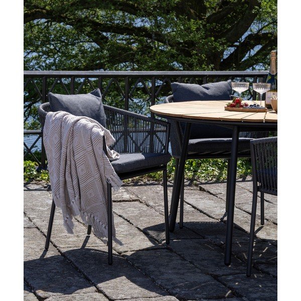 Scaun de grădină gri închis din metal/capitonat Salerno – House Nordic-image-1