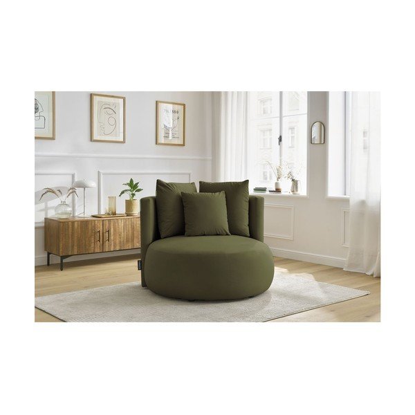 Fotoliu verde cu tapițerie din catifea Cesar – Bobochic Paris-image-1