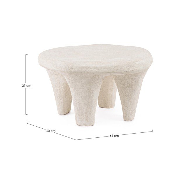 Măsuță de cafea crem rotundă din polirășină 60x66 cm Albin – Bizzotto-image-2