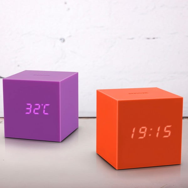 Ceas deșteptător cu LED Gingko Gravity Cube, mov-image-1