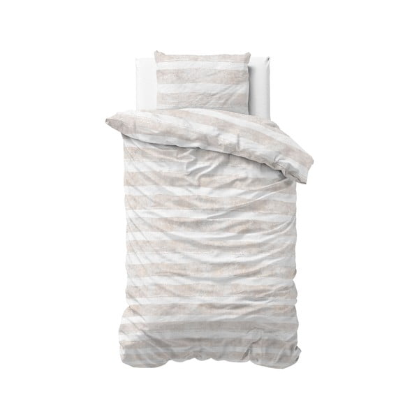 Lenjerie pentru pat de o persoană Sleeptime Mari, 140 x 220 cm, alb - bej