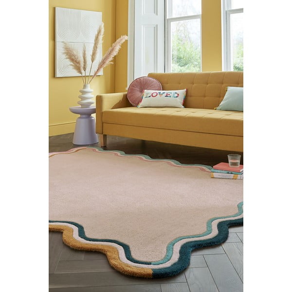 Covor crem țesut manual din lână 160x230 cm Leo Scallop – Flair Rugs-image-1