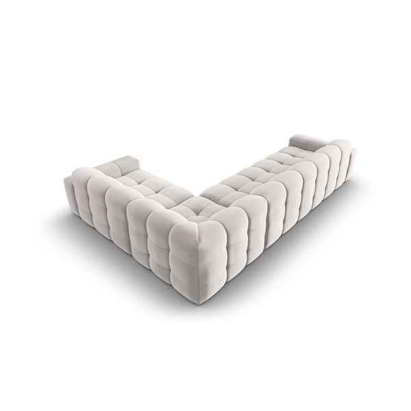 Colțar gri deschis cu tapițerie din catifea (pe partea dreaptă) Kendal – Micadoni Home-image-4