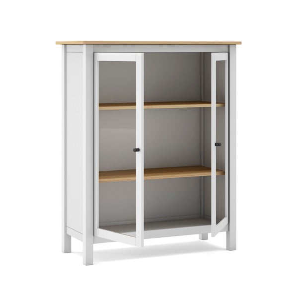 Vitrină alb/natural din lemn de pin 90x110 cm Misti – Marckeric-image-4