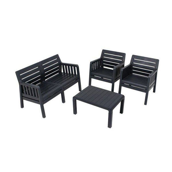 Set mobilier de grădină gri antracit pentru 4 persoane Lara – Floriane Garden