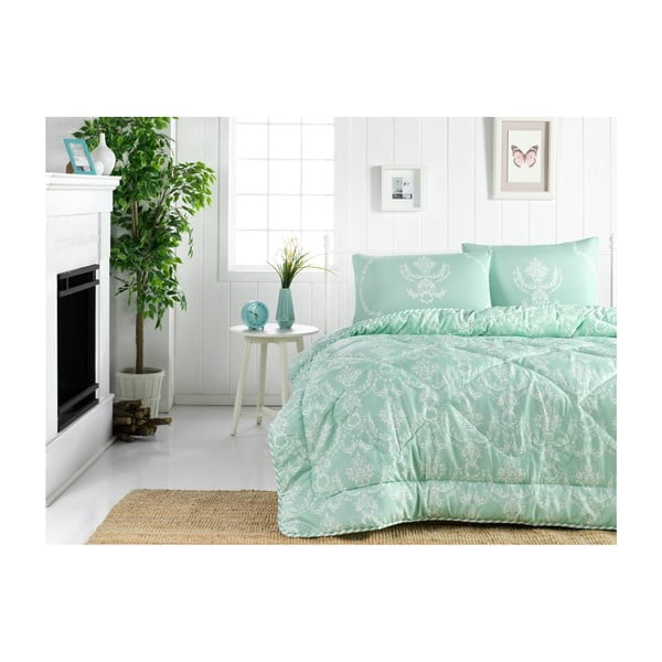 Cuvertură matlasată pentru pat dublu Pure Green, 195 x 215 cm