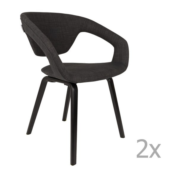 Set 2 scaune cu picioare negre Zuiver Flexback, negru