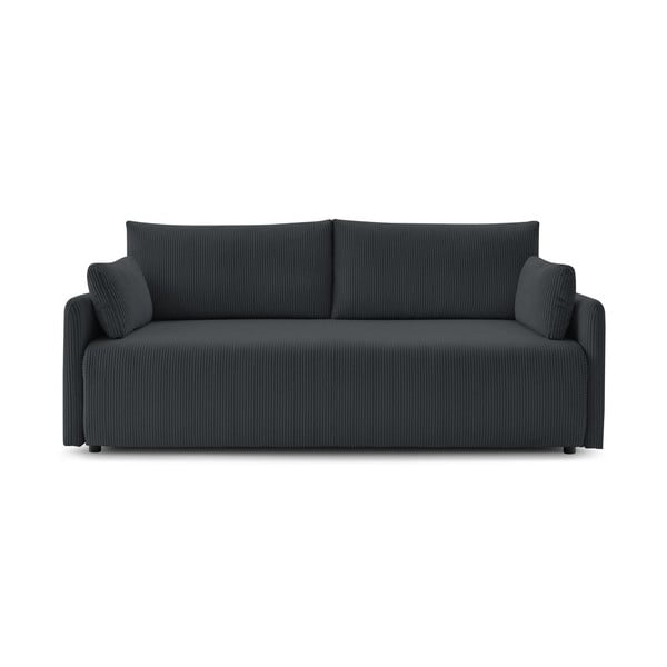 Canapea gri închis extensibilă cu tapițerie din catifea reiată  211 cm Marcel – Bobochic Paris