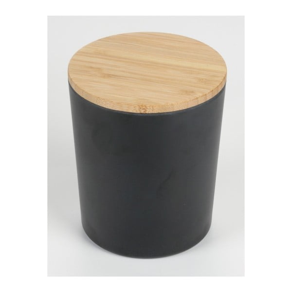 Recipient cu capac din bambus JOCCA Bamboo, înălțime 14,2 cm, negru