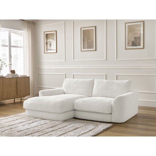 Colțar alb cu tapițerie din chenille (cu colț pe partea stângă/cu șezlong) Leonore – Bobochic Paris-image-4