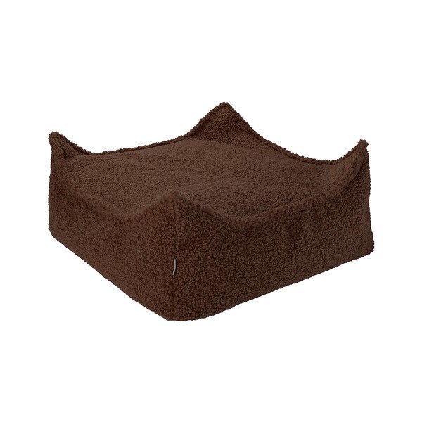 Puf pentru copii maro închis cu tapițerie din țesătură bouclé Warm Hazel – Wigiwama