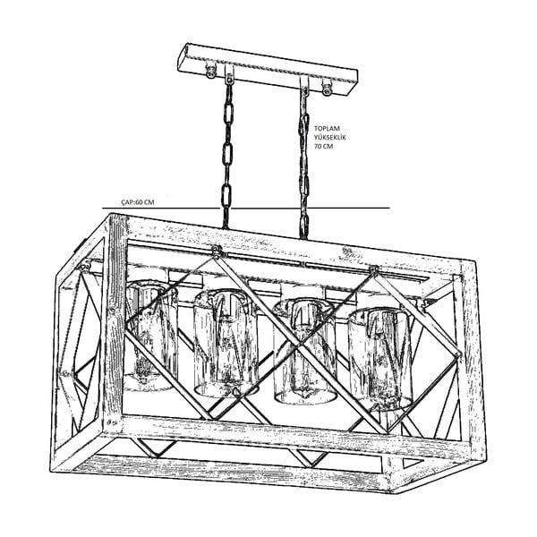 Lustră din lemn de carpen Zikzak Camlı 4lü-image-1