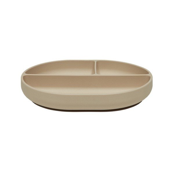 Farfurie pentru copii bej din silicon 17x21,5 cm Enkei – OYOY Mini
