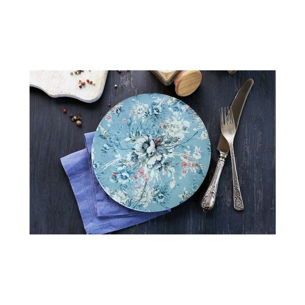 Farfurie din ceramică Flowers, ⌀ 26 cm, albastru-image-1