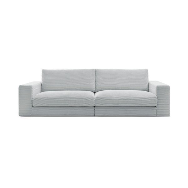 Canapea gri deschis cu tapițerie din catifea reiată  274 cm Leonard – Bobochic Paris