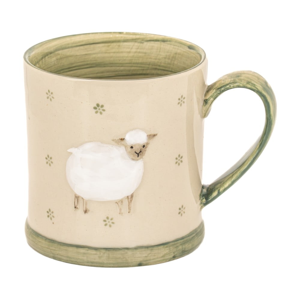 Cană verde-bej din gresie 225 ml Sheep – Sass &amp; Belle