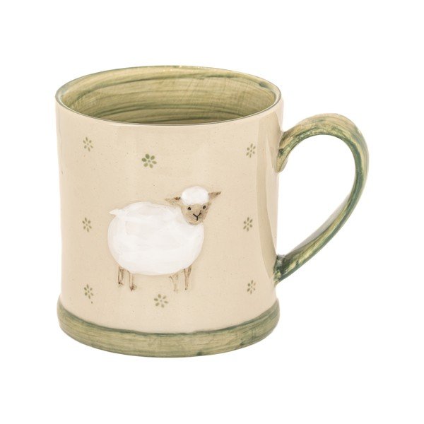 Cană verde-bej din gresie 225 ml Sheep – Sass & Belle